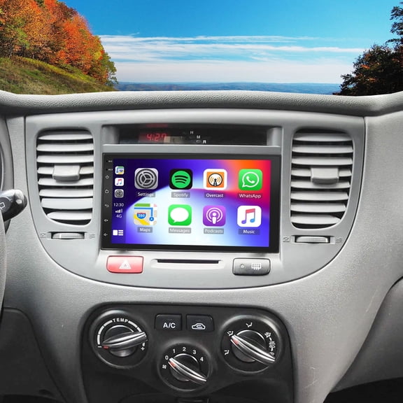 Android 13 Touch Screen Car Stereo Fits Kia Rio 2008, 7 Inch Display with Wireless CarPlay & Android Auto, GPS, Bluetooth, WiFi, Backup Camera & Mic