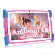Kid tablet,Android 15 tablet,10 Android Kids Tablet 8GB+64GB, Kid-Proof Case with Kickstand, Quad-Core 1.6