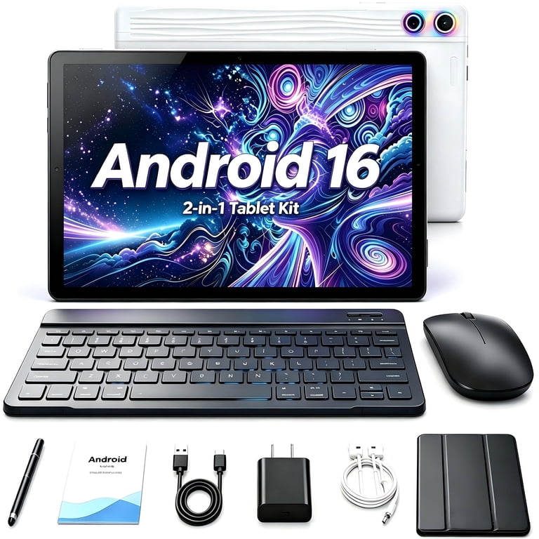 BESTSKI Android 16 10.1 Inch 2-in-1 Tablet Bundle, 20GB + 64GB