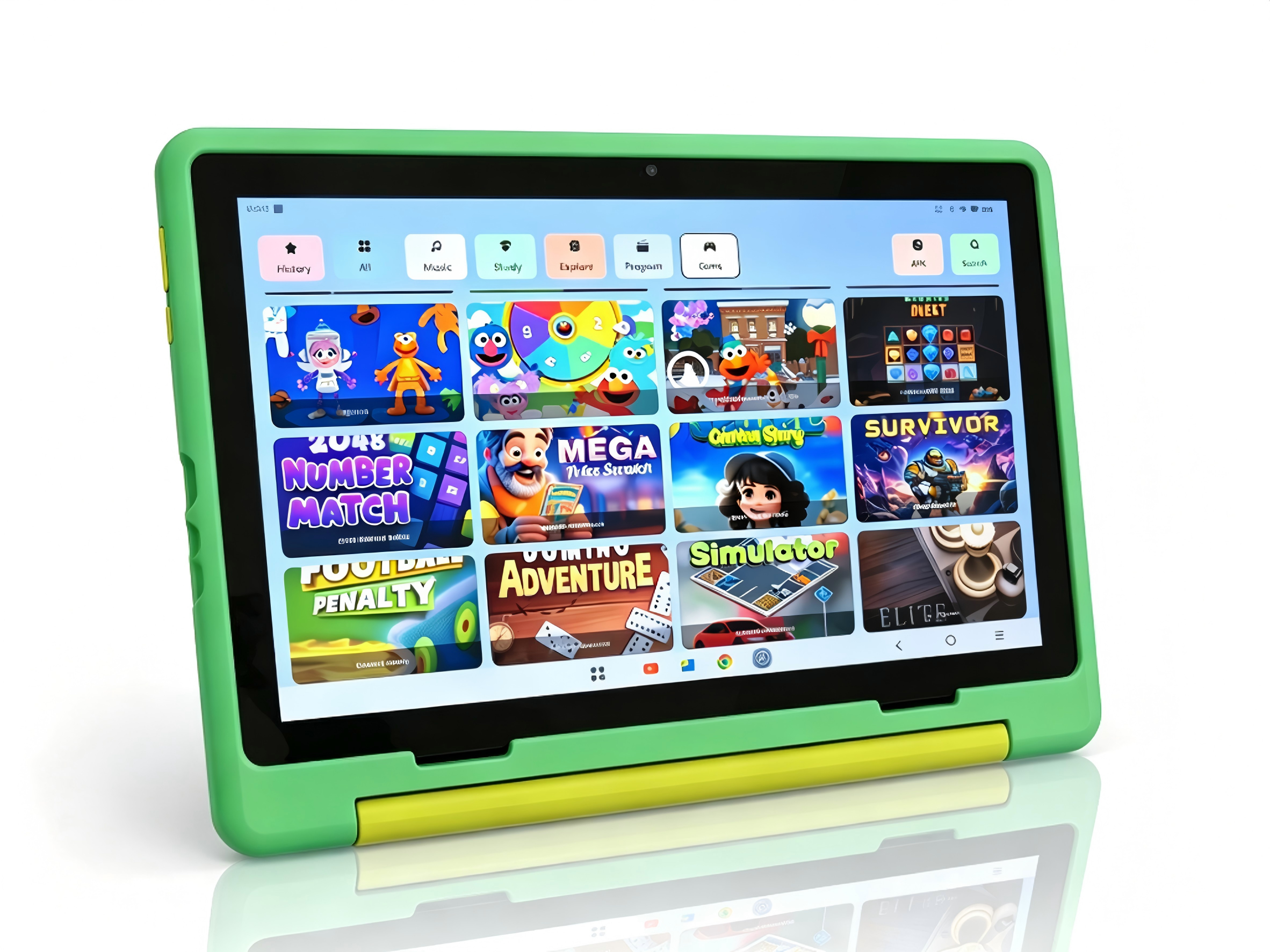 BESTSKI 10.1 inch Kids Tablet, 14GB RAM 64GB ROM, 5G WiFi HD Display with Protective Case, Green