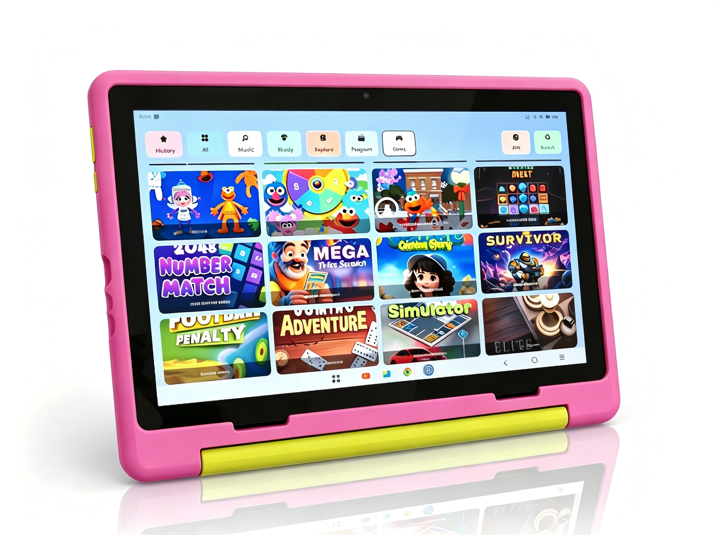 BESTSKI 10.1 inch Kids Tablet, 14GB RAM 64GB ROM, 5G WiFi HD Display with Protective Case, Pink
