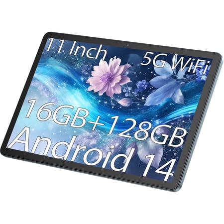 Android 14 11-inch Tablet with 16 + 128GB & 1TB Expand, Octa-Core, Keyboard, 1280x800 IPS HD Touch, Dual Cam (8MP + 13MP), GPS/WiFi/Bluetooth