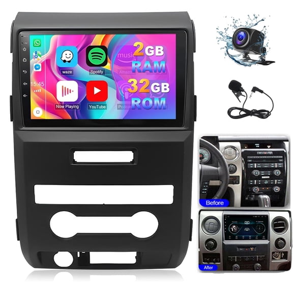 Android 14 Car Radio Stereo for Ford F-150 2009-2014 9" Touchscreen Radio with Carplay & Android Auto GPS Navigation Bluetooth WiFi SWC 2+32G