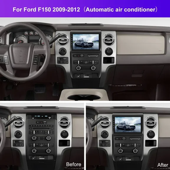 Android 14 Car Stereo Radio FM/RDS GPS Navi Head Unit 2+64G for Ford F150 2009-2012 SWC Quad Core Support AHD Camera/Mic 5G WiFi Bluetooth 9 Inch Car Player with Carplay Android Auto