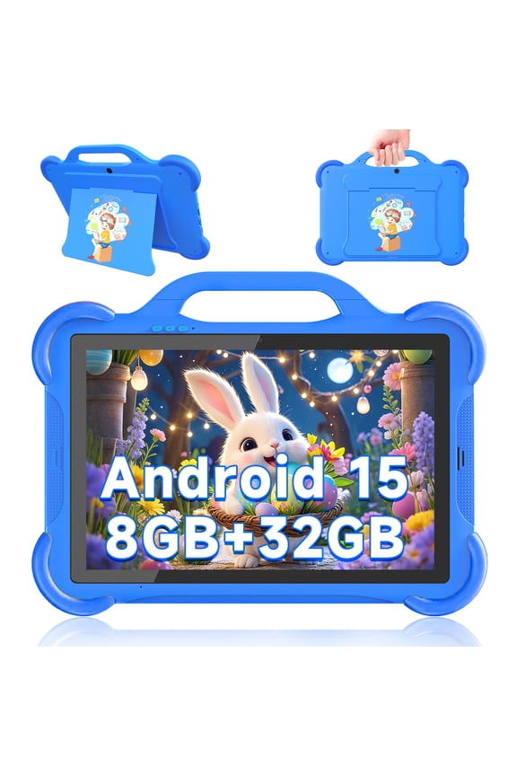 Android 15 Kids Tablet, Toddler Tablet for Kids 10 inch Tablet, 8GB RAM+32GB ROM Tablet for Boys Girls, 1280*800 IPS Safety Eye Protection Screen Parental Control APP Latest Model Kid Tablets 5G WIFI