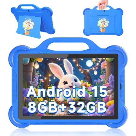Android 15 Kids Tablet, Toddler Tablet for Kids 10 inch Tablet, 8GB RAM+32GB ROM Tablet for Boys Girls, 1280*800 IPS Safety Eye Protection Screen Parental Control APP Latest Model Kid Tablets 5G WIFI