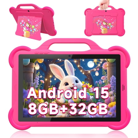 Android 15 Kids Tablet Toddler Tablet for Kids 10 inch Tablet, 8GB RAM+32GB ROM Tableta for Boys Girls, 10.1" IPS Safety Eye Protection Screen Parental Control APP Latest Model Kid Tablets 5G WIFI