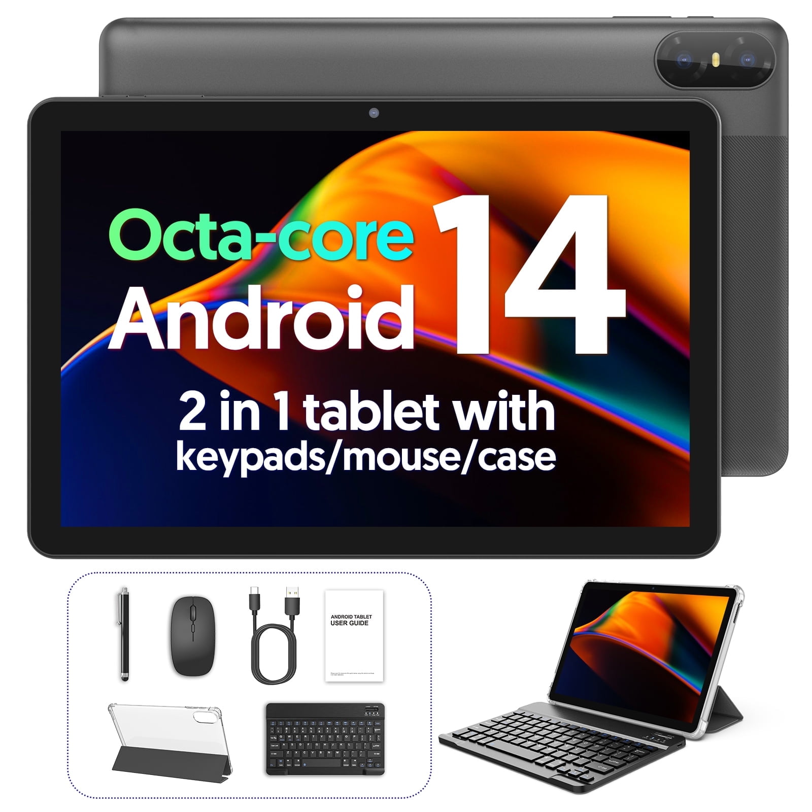 Android 14 Tablet, 10.1-inch HD IPS Touchscreen, Octa-core Processor ...