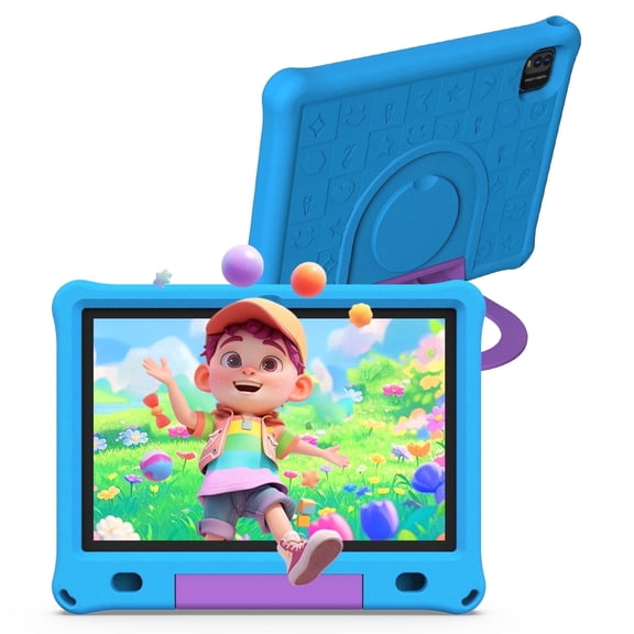 Android 15 Tablet,10.1 inch Kids Tablet,12GB+64GB+1TB Expand Tablets for Kids with Kids Space, Quad-core CPU, 5G WiFi 6, 6000mAh Big Battery, Parental Control, 2+8MPDual Camera, Blue