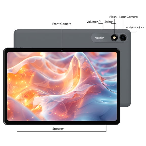 Android 14 Tablet 10.1 inch Tablets, 10GB RAM + 64GB ROM 1TB Expand, Octa-Core Tablet with Case, GPS, 6000mAh, 1280x800 FHD Display, Dual Camera, WiFi, Bluetooth
