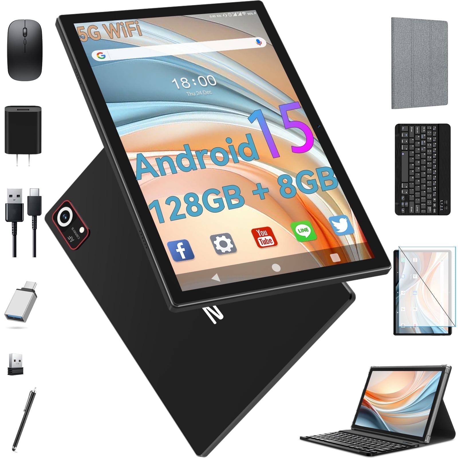 タブレット　t606 Android Android 15 Tablet,10 Inch Android Tablet,128GB+8GB+1TB Expand,5G