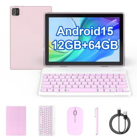 Android 14 Tablet, 10 inch 8GB RAM+64GB ROM+1TB Expend Tableta, 1.8Ghz Quad-core Processor, 2 in 1 Tablets with Keyboard/ Case/ Mouse/ Stylus, 8MP Camera, 1280x800 IPS HD Touch Screen, 5G WiFi 6 Tab