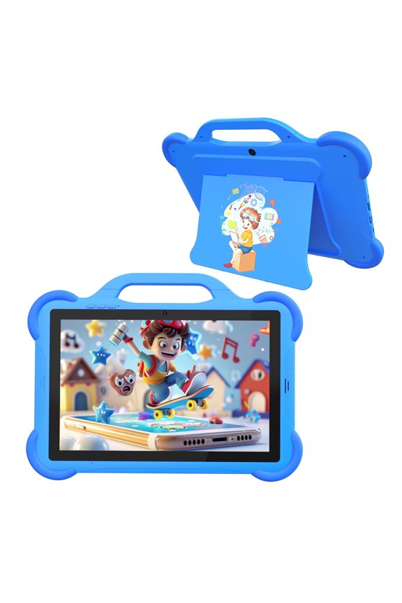 Android 14 Tablet 10 inch Kids Tablet, 8GB RAM 32GB ROM Tablets for Kids, 1.8Ghz Quad-Core Processor Tablet, Parental Control Toddler Tablet with case, 8MP Camera, Pre-Installed Kids Educational APP