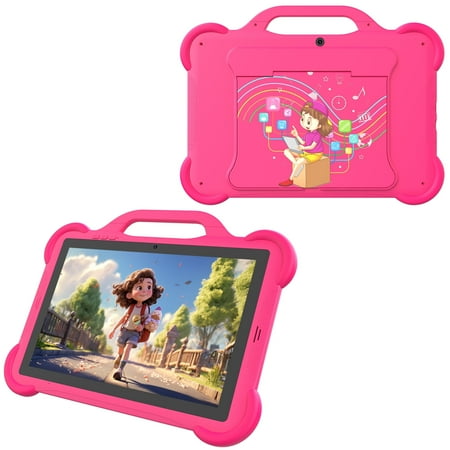 Android 14 Tablet 10 inch Kids Tablet, 8GB RAM 64GB ROM Tablets for Kids, 1.8Ghz Quad-Core Processor Tablet, Parental Control Toddler Tablet with case, 8MP Camera, Pre-Installed Kids Educational APP