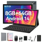 Android 14 Tablet 10 inch Tablet, 8+64GB ROM 512GB Expand, Octa-Core Processor, 1280x800 IPS HD Touch Screen, GPS, WiFi, 5MP+13MP Dual Camera, Bluetooth