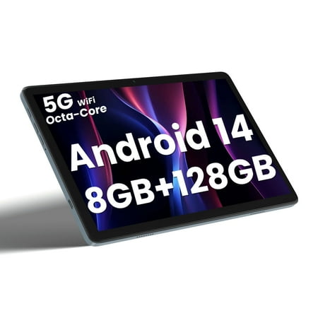 Android 14 Tablet, 10 inch Tablet, Octa Core Processor FHD 1280 * 800 Display, 8GB RAM + 128GB ROM, 2 in 1 Tablet PC, 6000mAh, 5G WiFi