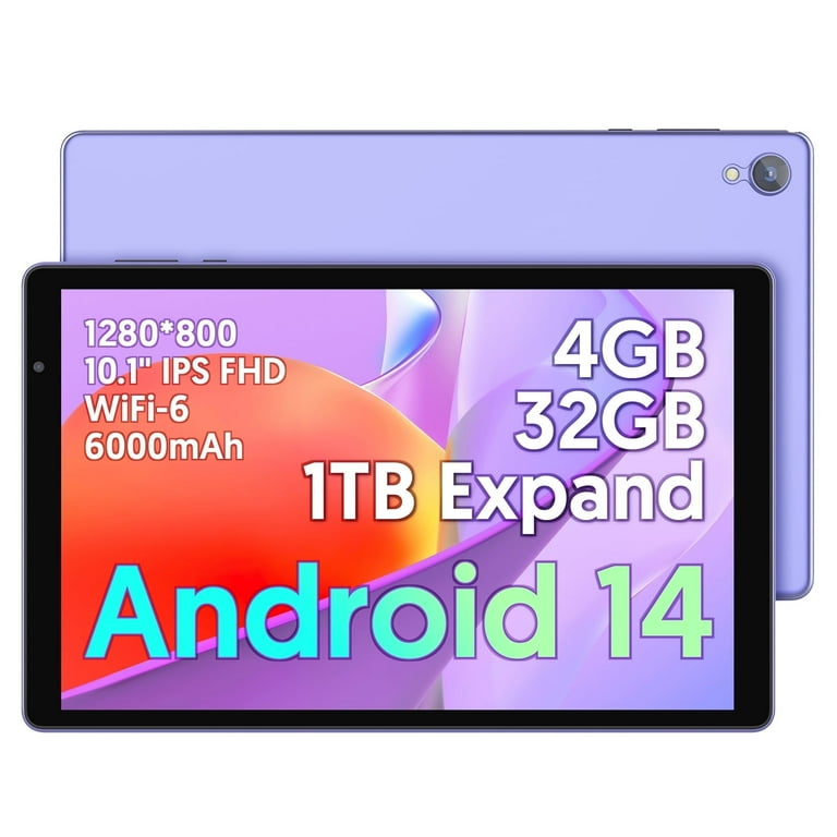 Android 14 Tablet 10 inch Tablets, 4GB+32GB+1TB Expandable, Quad