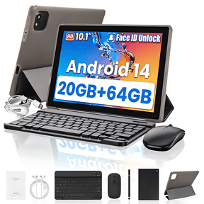 AEEZO 10.1 Inch Tablet Set with Keyboard Set,20GB RAM+ 64GB ROM/1TB Expandable,Octa-Core 2.4 GHz,5MP + 8MP, 5000mAh, Black