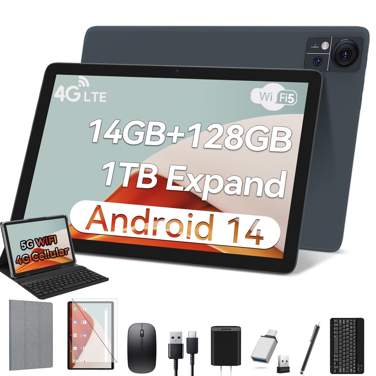 Android 14 Tablet 14GB RAM 128GB ROM, 10.1 inch 5G Wifi 4G Android 14 Tablet 14GB RAM 128GB ROM, 10.1 inch 5G Wifi 4G