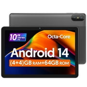 Android 14 Tablet 2024, 8GB(4+4) RAM, 64GB ROM, 1TB Expand, Octa -Core Processor up to 1.6 GHz, Dual Camera, WiFi, BT, 6000mAh with Fast Charge, 1280x800 HD Touch Screen
