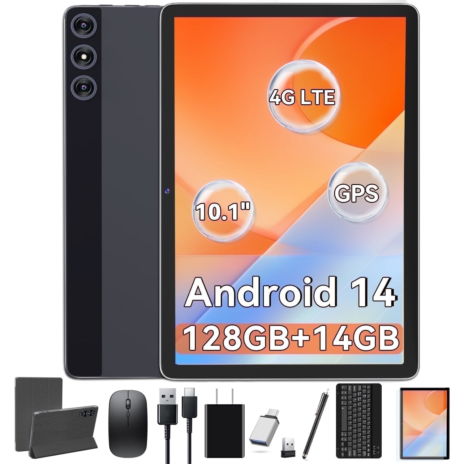 Android 14 Tablet,4G Cellular Tablet,128GB ROM 14GB RAM