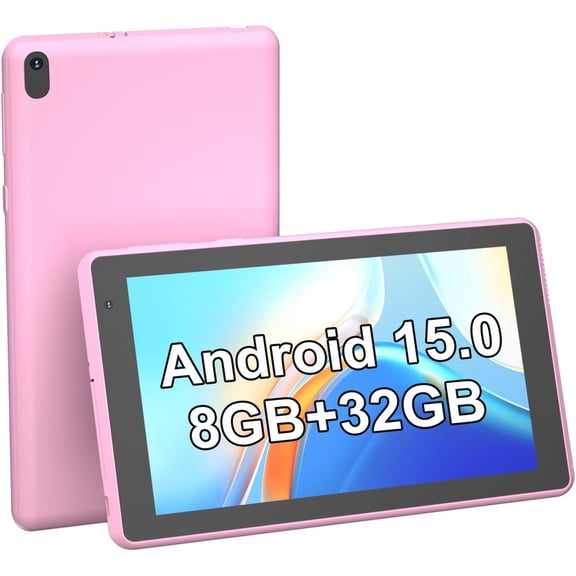 Android 15 Tablet, 7 inch Tablets 8GB RAM+32GB ROM Computer Tablet for Kids, 1.6Ghz Quad-core Processor Tablet, 1024*600 IPS HD Touch Screen, 5MP Camera, 5G Wifi Tablet, Bluetooth, GPS, FM Tablet PC