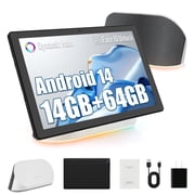 AEEZO 10.1 Inch Tablet with Audio Speaker Base, 14GB RAM 64GB ROM, Octa-Core Tablet PC, WiFi 6 Bluetooth 5, Black