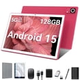thumbnail image 1 of Android 15 Tablet with Keyboard, 24GB+128GB ROM(1TB Expand), Octa Core, 5G/2.4G WiFi, 7000mAh, BT V5.0, with Case, Mouse, Stylus, Split-Screen(Pink), 1 of 9