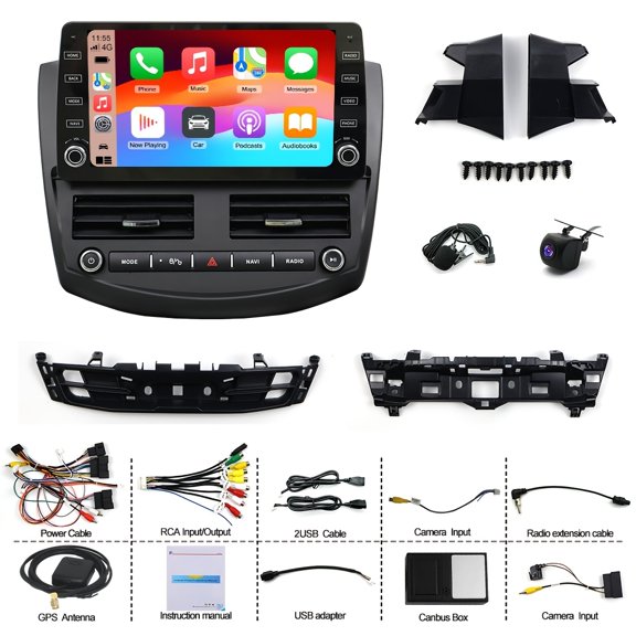 Android 15 10" Car Stereo for Ford for Focus 2012-2018 Quad Core 2+64G GPS Wireless CarPlay Android Auto WiFi Bluetooth FM RDS SWC Car Radio Head Unit with AHD Reverse Camera & Built-in Mic