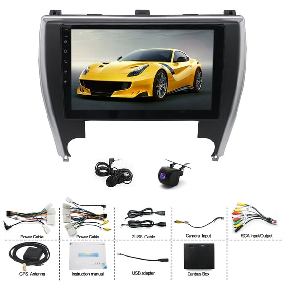 Android 15 2GB+64GB Car Stereo for Toyota Camry 2015-2017 AM, CarPlay, Android Auto, GPS Navigation, Bluetooth, WiFi, SWC, Mirror Link