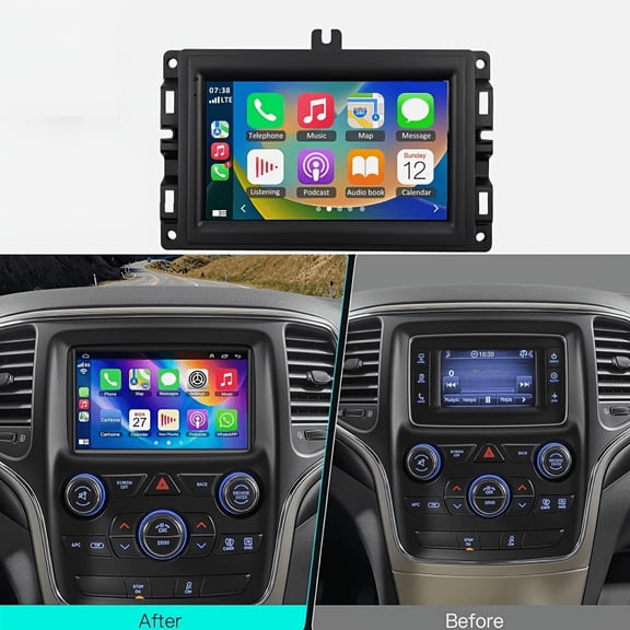 Android 15 7" Car Stereo for Jeep for Grand Cherokee 2013-2022 Low Trim 4+64G GPS Wireless CarPlay Android Auto WiFi Bluetooth FM RDS SWC Split Screen Head Unit with AHD Reverse Camera