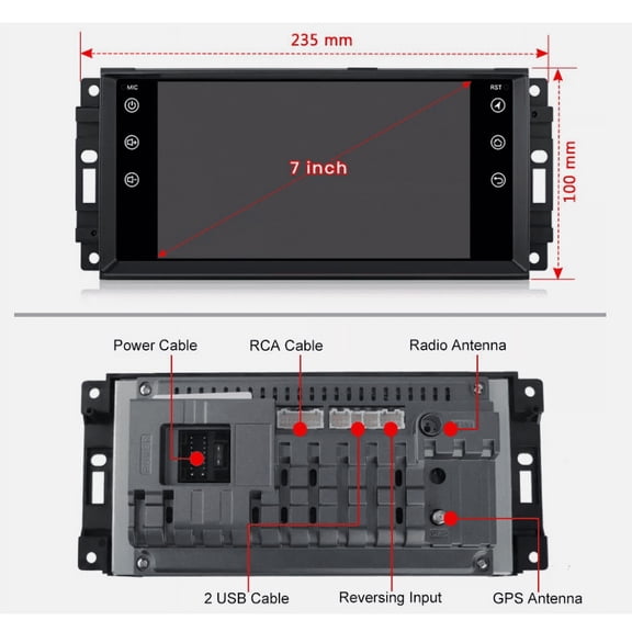 Android 15 Car Player 7-Inch IPS Screen 2GB+32G Bluetooth for Chevrolet Epica 2006-2011 for Chrysler Sebring 2007-2010 Wired Wireless CarPlay Android Auto GPS SWC