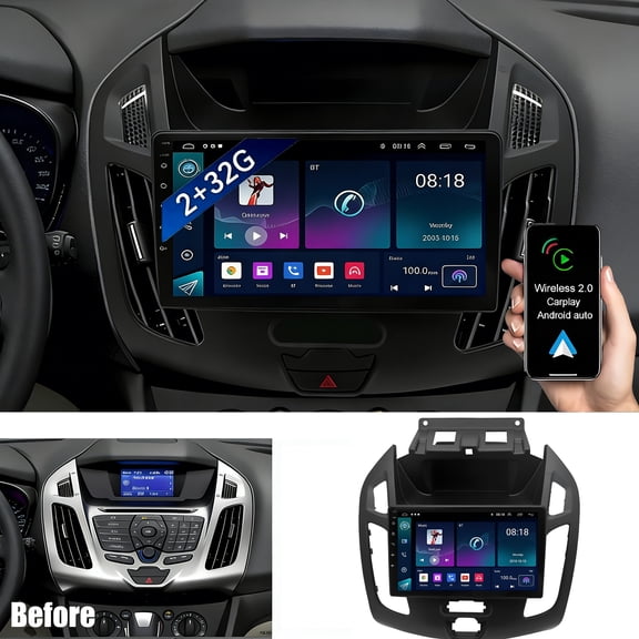 Android 15 Car Radio Compatible for Ford Transit Connect Tourneo Connect 2014-2018 with Wireless CarPlay and Android Auto 9" Touchscreen BT GPS SWC 2+32G