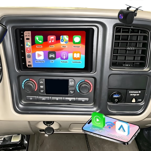Android 15 Car Radio Stereo for Chevy Silverado 2500 HD Extended Cab 6.6L Diesel 2004 7" Touchscreen with Wireless Carplay Android Auto GPS FM Bluetooth Camera 2+32G