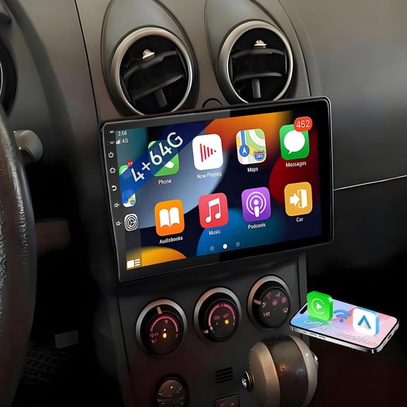 Android 15 Car Radio for Nissan Rogue 2012 10.1" Touchscreen with Wireless Carplay Android Auto Support Mirror Link WiFi GPS BT FM SWC 4+64G