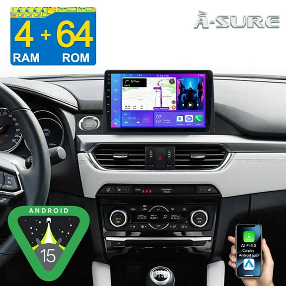 Android 15 Car Stereo 4+64GB CarPlay Radio for Mazda 6 2016-2017 (Low-end) with GPS Navi/Wi-Fi/BT 5.4/DSP/SWC/Backup Camera