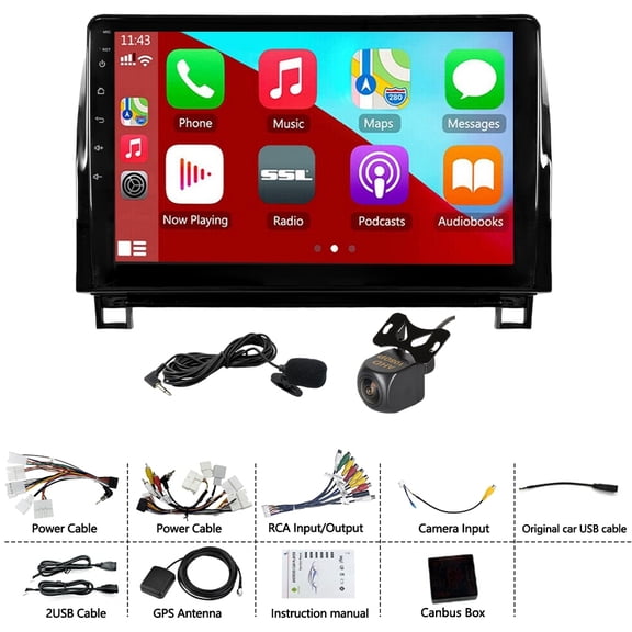 Android 15 Car Stereo Radio 10.1-inch Car Player Fit for Carplay/Android Auto WiFi Bluetooth Mirror Link 4GB+64GB GPS Navi Head Unit Compatible forT-oyota Tundra 2007-2013, Sequoia 2008-2018