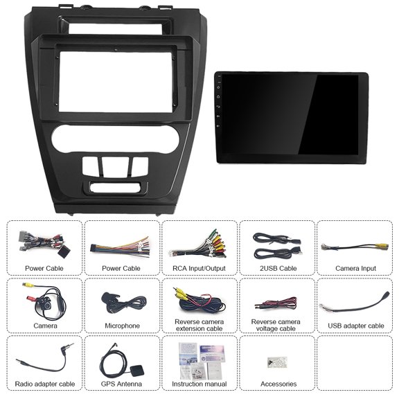 Android 15 Car Stereo Radio 10.1-inch with Carplay Android Auto Compatible for Fusion, Mondeo, Mustang 2009-2012 GPS Navi Head Unit SWC FM/RDS Car Player WiFi Bluetooth Mirror Link 4+64G