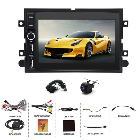 Car Stereo Head Unit with 4+64G, Android 15, 7-inch | GPS Navigation, Carplay, Android Auto, Bluetooth, WiFi, FM/RDS, SWC, Mirror Link | Fit for Ford F150, 2004-2008