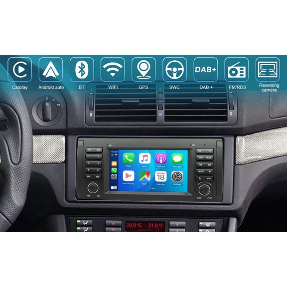 Android 15 Car Stereo Radio Compatible for BMW 5 Series 1995-2002 E39 7-Inch Touch Screen Car Player with Carplay/Android Auto WiFi Bluetooth SWC GPS Navigation Head Unit 4GB+64GB