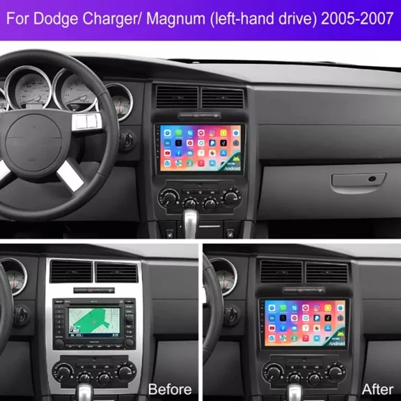Android 15 Car Stereo Radio Compatible for Dodge Challenger/Charger 2005-2007 RDS 2GB+64GB 9 Inch Car Player Fit for Carplay/Android Auto WiFi Bluetooth Mirror Link SWC DVR GPS Navigation Head Unit