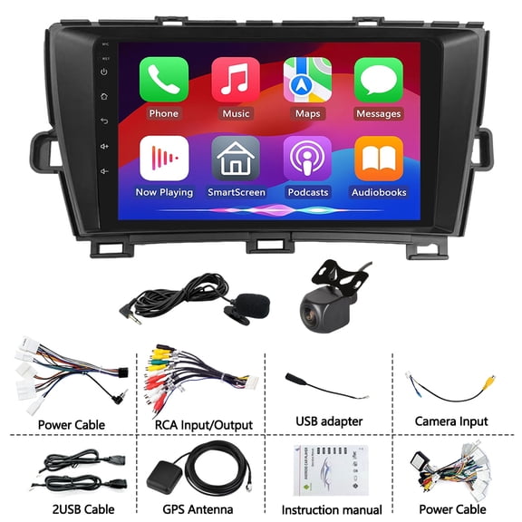 Android 15 Car Stereo Radio Compatible forT-oyota Prius 2010-2015 Car Player with Carplay/Android Auto WiFi Bluetooth 9-inch GPS Navigation Head Unit with Backup Camera and Mic 2GB+64GB