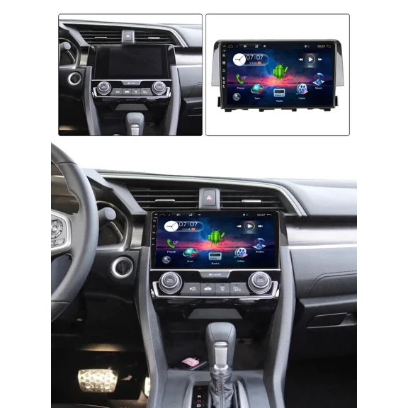 Android 15 In-Car Navigation System (9-inch) Suitable for Honda Civic 2016-2020 - Featuring CarPlay and Android Auto / 2GB RAM + 64GB Storage / Includes AHD Camera + Microphone