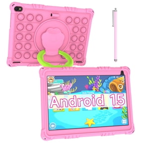 Android 15 Kids Tablet 10 inch Tablet for Kids, Toddler Tablets with Shockproof Case, 6GB RAM 32GB ROM 1TB Expand, Parental Controls, Kids Space, Child Learning, WiFi, 6000mAh, Dual Camera, Pink