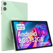 Android 16 Tablet, 10.1 inch, Five-core CPU, RAM 3GB, ROM 32GB Up to 1TB, 800x1280 IPS, 5G WiFi 6, 2MP+2MP, 6000mAh-Green