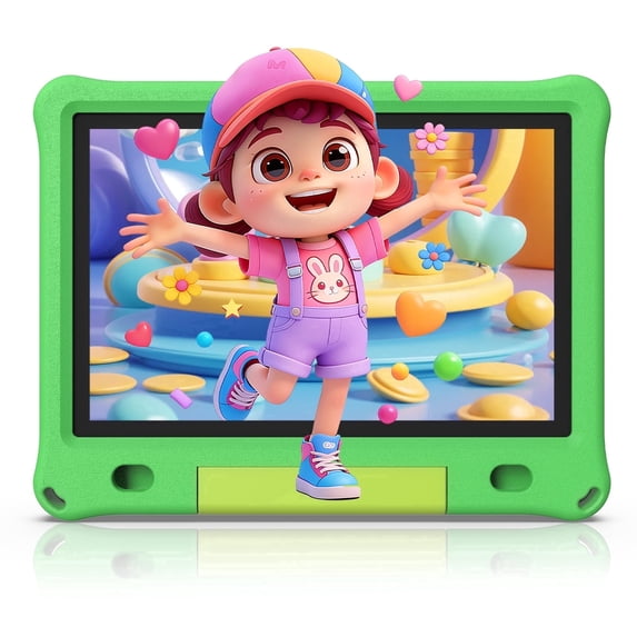 FITIFUN 10.1 inch Kids Tablet Android 15, 3GB RAM 64GB ROM 1TB Expand, Quad-Core, 5G/2.4G WiFi, 6000mAh, HD Display, Parental Control, Green
