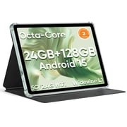 Android 15 Tablet 10.1 inch Tablet, 24GB RAM 128GB ROM 2TB Expand, Octa-core Processor, 2 Years Protection, 1280x800 HD IPS Touchscreen, GPS, 5G/2.4G WiFi, BT5.0, Dual Camera, 6000mAh Battery