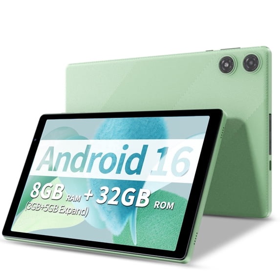 Android Tablet 10.1 inch Tablet,8GB RAM 32GB ROM,WiFi 6,6000mAh Battery,1280 * 800 IPS Touch Screen,Metal Body,GMS Certified,Green