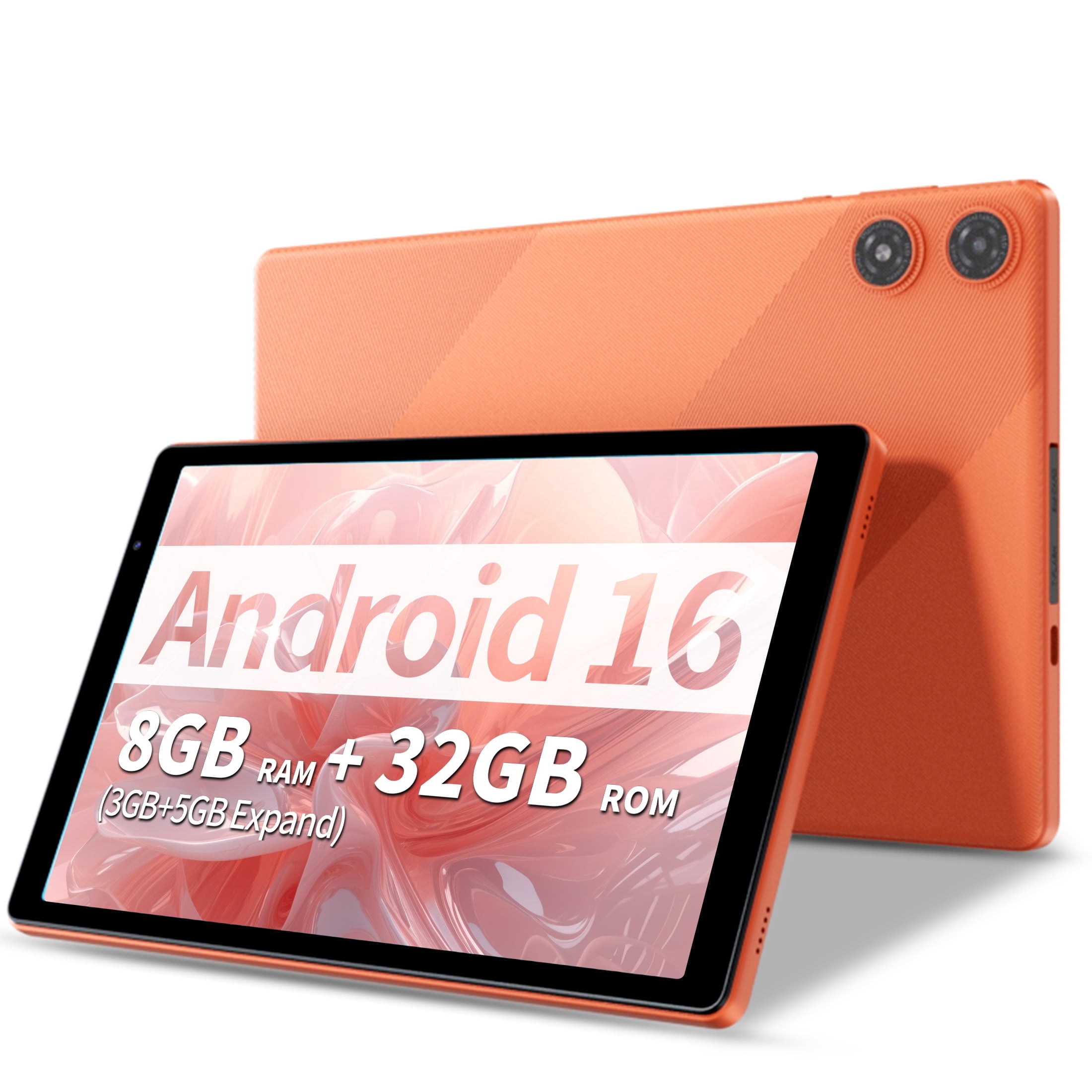 Android 16 Tablet 10.1 inch Tablet,8GB RAM 32GB ROM,WiFi 6,6000mAh Battery,1280 * 800 IPS Touch Screen,Metal Body,GMS Certified,Orange