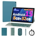 thumbnail image 1 of Android 15 Tablet 10 inch, 8GB RAM+32GB ROM Support 1TB Expandable Computer Tablet, 1.8Ghz Quad-Core CPU, HD Screen, BT, WiFi, Long Battery Life, 2 in 1 Tablets with Keyboard Case Mouse Stylus, Blue, 1 of 6